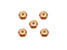 Tamiya Mini 4WD Grade Up Part 2MM ALUMINUM LOCK NUT (ORANGE, 5PCS.) (MINI 4WD LIMITED), TAM55565, by TAMIYA
