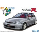 Aoshima1/24 Raku-Pla Snap Car No.09-VS EK9 Civic Type R 1997 Vogue Silver Metallic, AOS68434, 
