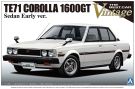 Aoshima 1/24 Toyota TE71 Corolla Sedan 1600 GT Early Type plastic kit, AOS08744, by AOSHIMA