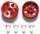 Tamiya Mini 4WD Grade Up Part HG ALUMINUM REVERSIBLE WHEELS FOR LOW PROFILE TIRES (SUPER X & XX, RED/2PCS.), TAM55169, by TAMIYA