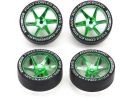 Tamiya MINI 4WD SPECIAL PROJECT Fully Cowled 30th Anniv. Super Hard Low Profile Tires & Matte Green Plated Wheels, TAM56661, by TAMIYA