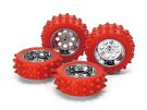 Tamiya Mini 4WD Grade Up Part Red Spiked Tires & Silver Plated Wheel Set MINI 4WD SPECIAL PROJECT, TAM57132, by TAMIYA