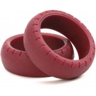 Tamiya Mini 4WD Grade Up Part LOW FRICTION LARGE DIA. ARCHED TIRES (MAROON, 2PCS.)  , TAM54827, by TAMIYA
