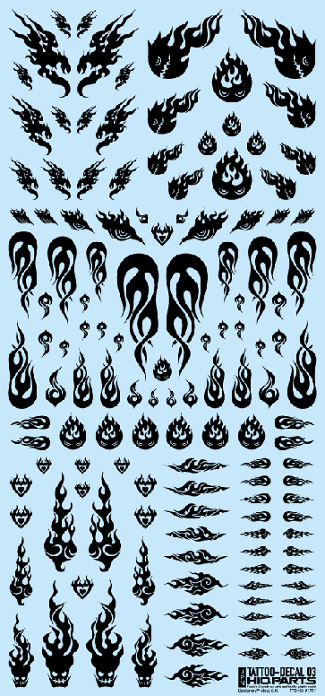 HI Q PARTS Tattoo Decal 03 "Fire" Black (1 piece) , HIQ73240, by HI Q PARTS