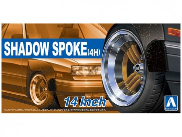 Aoshima 1/24 The Tuned Parts Shadow Spoke (4H) 14Inch   (4 wheels & tires) , AOS53225, by AOSHIMA