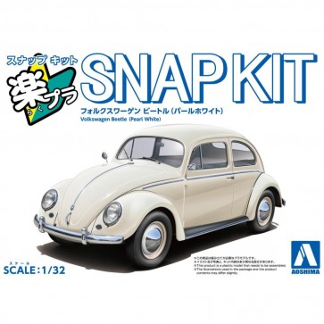 Aoshima Raku-Pla Snap Kit 1/32 No.20-PW Volkswagen Beetle (Pearl White), AOS68038, by AOSHIMA