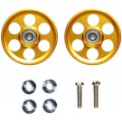 Tamiya HG LIGHTWEIGHT 19MM ALUMINUM BALL-RACE ROLLERS (RINGLESS/GOLD)  , TAM55824, by TAMIYA