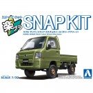Aoshima 1/32 Raku-Pla Snap Kit No.05CU-OG Subaru Sambar Truck Custom Wheels (Olive Green), AOS03897, by AOSHIMA