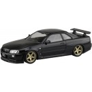 Aoshima 1/32 Raku-Pla Snap Kit No.12CU-BP Nissan R34 Skyline GT-R Custom Wheel (Black Pearl), AOS02760, by AOSHIMA