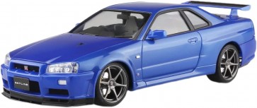 Aoshima 1/24 Pre-Painted Model No.03-A Nissan BNR34 Skyline GT-R V Spec II '00 Bayside Blue, AOS65570, by AOSHIMA