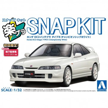 Aoshima 1/32 Raku-Pla Snap Kit No.22-CW Honda DC2 Integra Type R (Championship White), AOS69370, by AOSHIMA