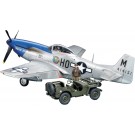 Tamiya 1/48 North American P-51D Mustang & 1/4 ton 4x4 Light Vehicle Set, TAM52053, by TAMIYA