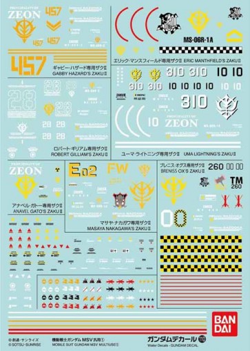 Bandai Gundam Decal No110 Gundam MSV General Purpose 1, BAN12904, by BANDAI