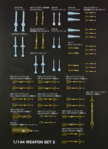 Platz 1/144 Aviation Armament Series Modern Aircraft Weapon Set 2 Guided Bomb & Missile '70 -, PLZ78084, by PLATZ