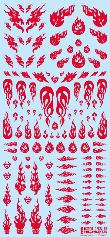HI Q PARTS Tattoo Decal 03 "Fire" Red (1 piece) , HIQ73257, by HI Q PARTS