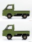 Aoshima 1/32 Raku-Pla Snap Kit No.05CU-OG Subaru Sambar Truck Custom Wheels (Olive Green), AOS03897, by AOSHIMA