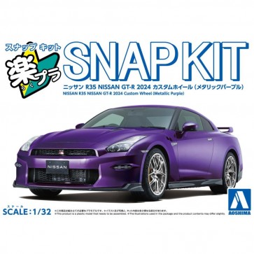 Aoshima 1/32 Raku-Pla Snap Kit No.03CU-MP Nissan R35 NISSAN GT-R 2024 Custom Wheel (Metallic Purple), AOS04092, by AOSHIMA