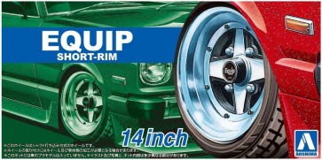 Aoshima 1/24 E'quipe Shallow Rim 14inch  (4 wheels & tires), AOS55472, by AOSHIMA