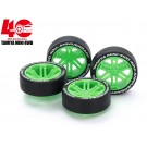 Tamiya Mini 4WD Grade Up Part MINI 4WD 40TH ANNIVERSARY SUPER HARD LOW-PROFILE TIRE & WHEEL SET (12-SPOKE), TAM56401, by TAMIYA