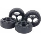 Tamiya Mini 4WD Grade Up Part No.541 GP.541 Small Dia. Low Friction Narrow Tires (24mm) & Carbon Wheels (3-Spoke), TAM55415, by TAMIYA