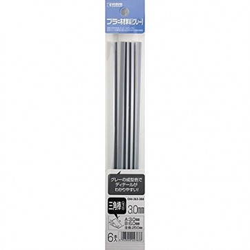 Wave Material ・ Series plastic Material 【Gray】 Triangular bar ② 3.0mm 6 pieces OM363 , WAV23633, by WAVE