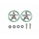 Tamiya Mini 4WD Grade Up Part 19MM ALUMINUM ROLLERS (5 SPOKES) W/PLASTIC RINGS (GREEN)  , TAM54933, by TAMIYA