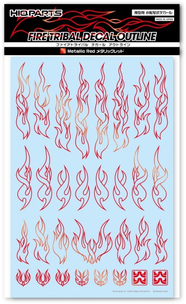 HI Q PARTS Fire Tribal Decal Outline Metallic Red (1pcs), HIQ77507, by HI Q PARTS