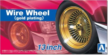 Aoshima 1/24 The Tuned Parts No.110 Wire Wheel (Gold Plated) 13 inches, AOS66270, by AOSHIMA