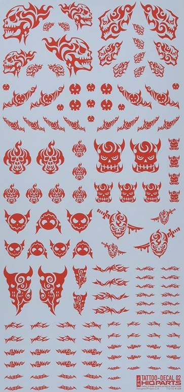 HiQ Parts Tattoo Decal 02 "Skull" Red (1 piece), HIQTTD-02-RED, by HI Q PARTS