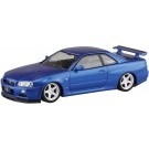 Aoshima 1/32 Raku-Pla Snap Kit No.12CU-BB Nissan R34 Skyline GT-R Custom Wheel (Bayside Blue), AOS02753, by AOSHIMA