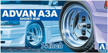 Aoshima 1/24 Advan A3A Shallow Rim 14inch   (4 wheels & tires), AOS55465, by AOSHIMA