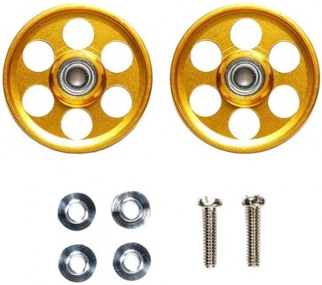 Tamiya HG LIGHTWEIGHT 19MM ALUMINUM BALL-RACE ROLLERS (RINGLESS/GOLD)  , TAM55824, by TAMIYA