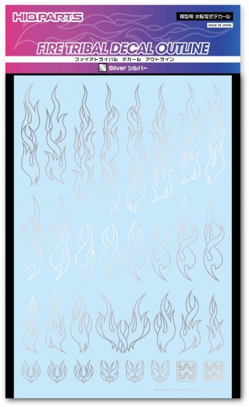 HI Q PARTS Fire Tribal Decal Outline Silver (1pcs), HIQ77378, by HI Q PARTS