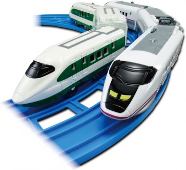 TAKARA TOMY Plarail Series 200 Color Shinkansen (E2) & Series E3 Shinkansen Komachi Double Set, TAK03376, by TAKARA TOMY