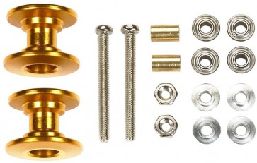 Tamiya LIGHTWEIGHT DOUBLE ALUMINUM ROLLERS (13-12MM GOLD)  , TAM55817, by TAMIYA