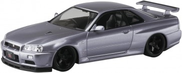 Aoshima 1/32 Raku-Pla Snap Kit No.12CU-AS Nissan R34 Skyline GT-R Custom Wheel (Athlete Silver), AOS02784, by AOSHIMA