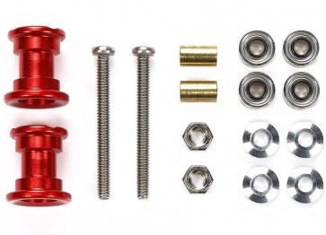 Tamiya Mini 4WD Grade Up Part LIGHTWEIGHT DOUBLE ALUMINUM ROLLERS (9-8MM/RED) (MINI 4WD LIMITED)  , TAM55626, by TAMIYA