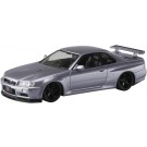 Aoshima 1/32 Raku-Pla Snap Kit No.12CU-AS Nissan R34 Skyline GT-R Custom Wheel (Athlete Silver), AOS02784, by AOSHIMA