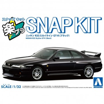 Aoshima 1/32 Raku-Pla Snap Kit No.21-BK Nissan R33 Skyline GT-R (Black), AOS00377, by AOSHIMA
