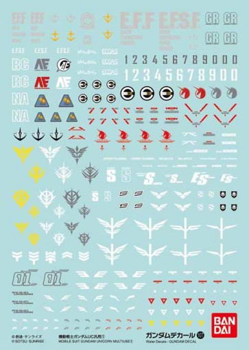 Bandai Gundam Decal  No. 107 Mobile Suit Gundam UC #1, BAN96068, by BANDAI