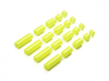 Tamiya Mini 4WD Grade Up Part LIGHTWEIGHT PLASTIC SPACER SET (12/6.7/6/3/1.5MM) (FLUORESCENT YELLOW)  , TAM54964, by TAMIYA