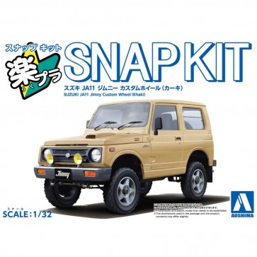 Aoshima 1/32 Raku-Pla Snap Kit No.18CU-KI Suzuki JA11 Jimny Custom Wheel (Khaki), AOS04139, by AOSHIMA
