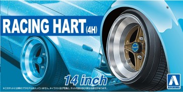 Aoshima 1/24 racing heart (4H) 14 inches plastic kit   (4 wheels & tires), AOS53775, by AOSHIMA
