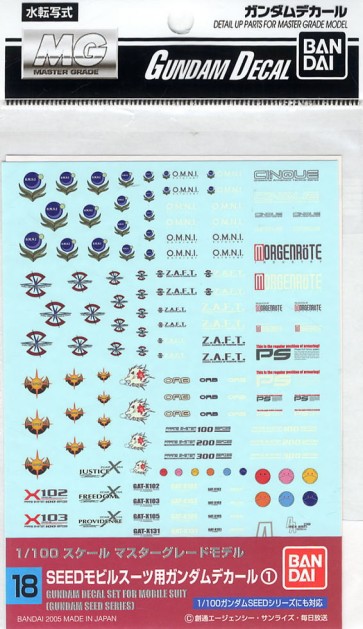1/100 Gundam Decal 18 MG General Purpose - For Gundam SEED  Bandai, BAN41365, by BANDAI