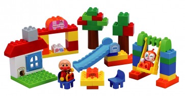 Bandai Block Labo Anpanman Fun Anpanman Town Bucket , BAN66024, by BANDAI