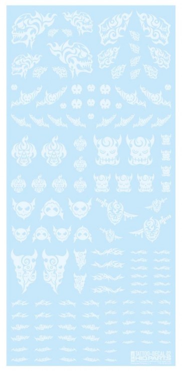 HI Q PARTS 1/12 TATTOO DECAL 02 SKULL CLEAR WHITE (1PCS)  , HIQ74490, by HI Q PARTS