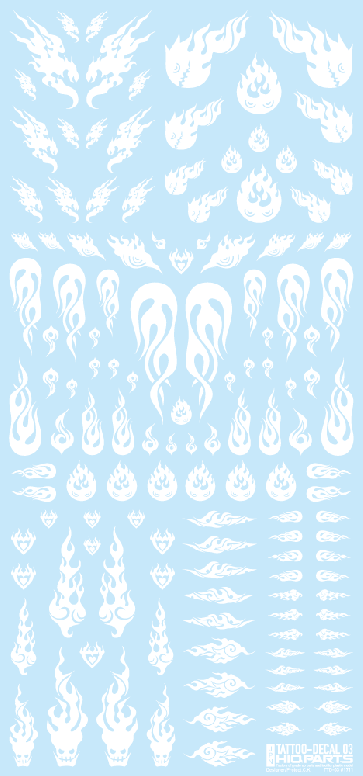 HI Q PARTS Tattoo Decal 03 "Fire" White (1 piece) , HIQ73226, by HI Q PARTS