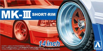 Aoshima 1/24 MarkⅢ Shallow Rim 14inch  (4 wheels & tires), AOS55458, by AOSHIMA