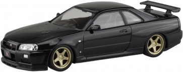 Aoshima 1/32 Raku-Pla Snap Kit No.12CU-BP Nissan R34 Skyline GT-R Custom Wheel (Black Pearl), AOS02760, by AOSHIMA
