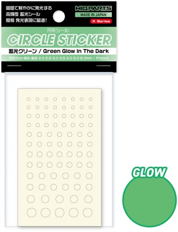 HI Q PARTS Circle Sticker X Sticker Green Glow In The Dark (2.0mm - 6.0mm) (1 piece), HIQ75619, by HI Q PARTS